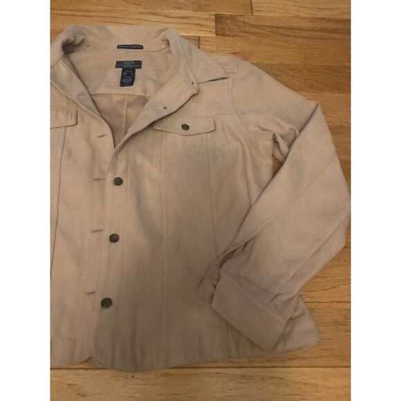 Crazy Horse, Liz Claiborne, tan button up long sleeve collared jacket size PL - Picture 2 of 8